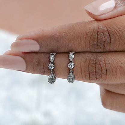 Round Lab Diamond Dangle Drop Earrings
