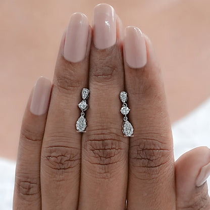 Round Lab Diamond Dangle Drop Earrings