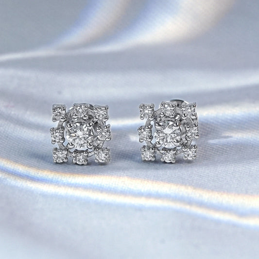 Round Cut Natural Diamond Dainty Earrings
