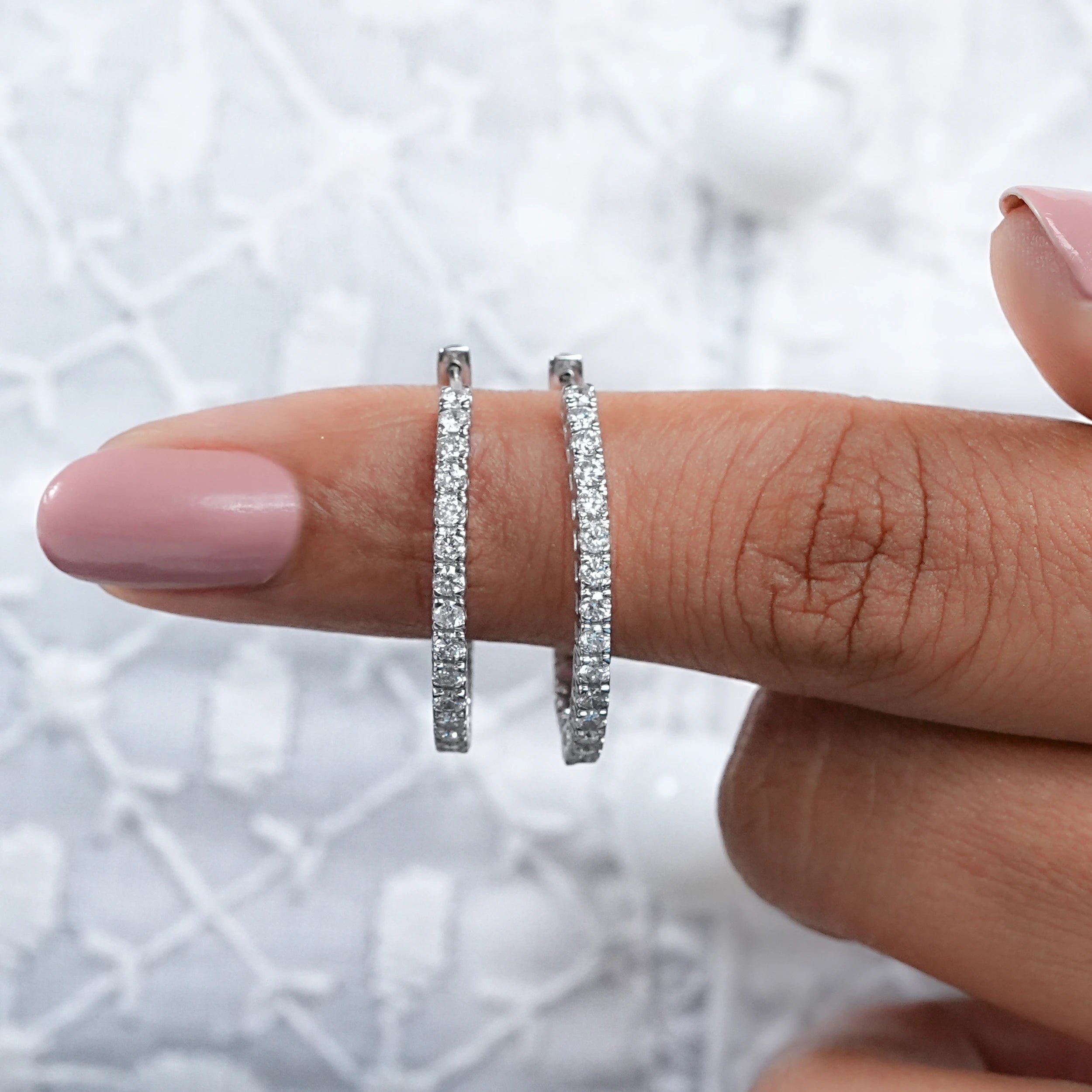 Brilliant Round Cut Natural Diamond Hoop Earrings