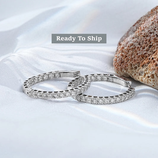 Round Cut Lab Grown Diamond Hoop Earrings