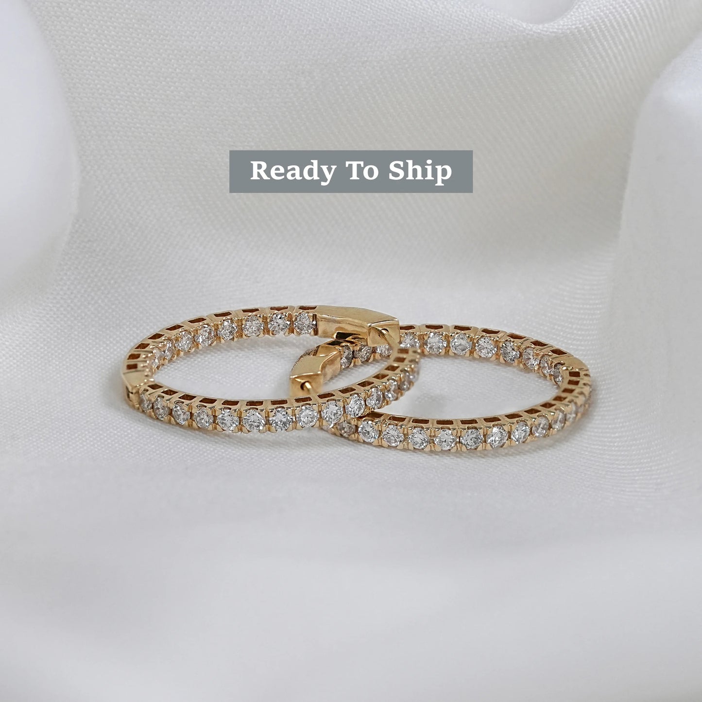 Brilliant Round Cut Lab Diamond In-Out Hoop Earrings