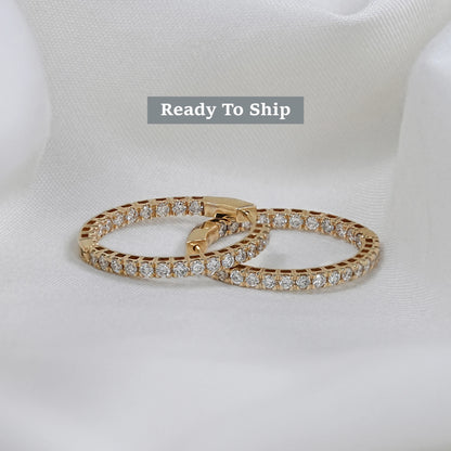 Brilliant Round Cut Lab Diamond In-Out Hoop Earrings