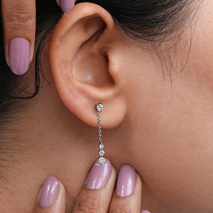 Round Lab Diamond Cable Chain Drop Earrings