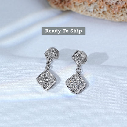 Tiny Round Cut Lab Grown Diamond Drop Earrings