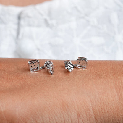Tiny Round Cut Lab Grown Diamond Drop Earrings