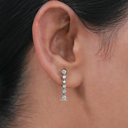 Round Cut Lab Diamond Drop Dangle Earring