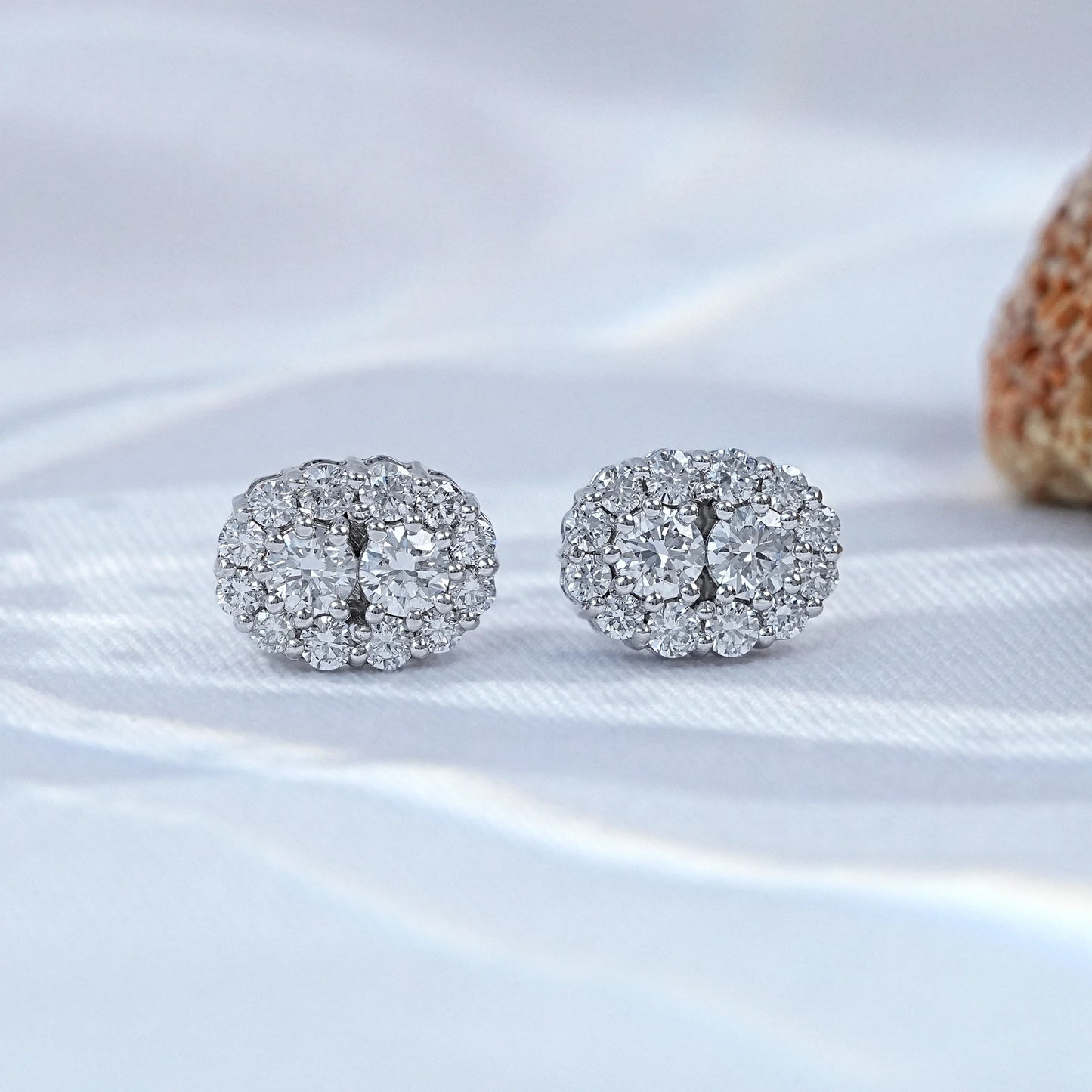 Round Cut Lab Diamond Halo Stud Earrings