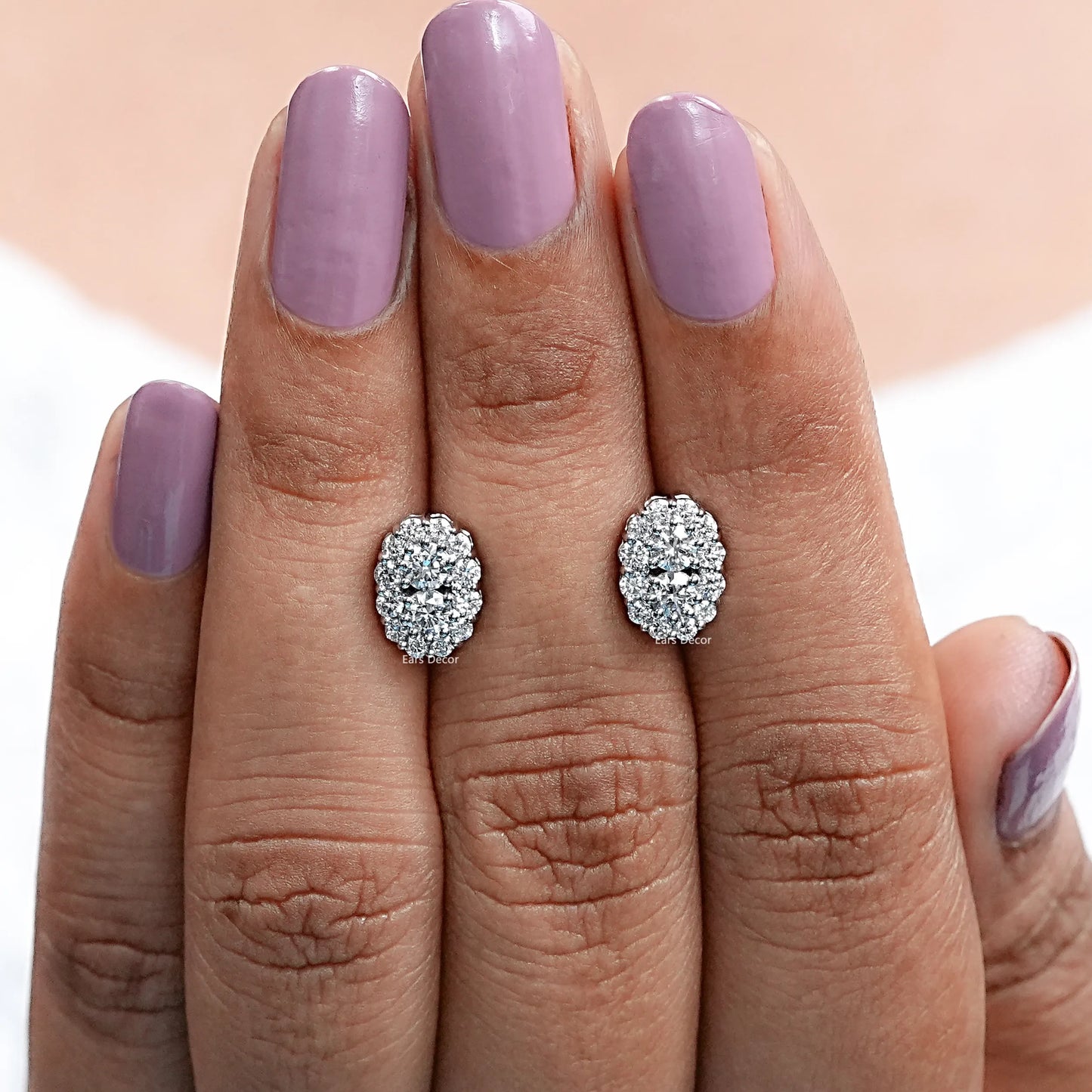 Round Lab Grown Diamond Halo Stud Earrings