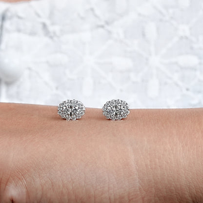 Round Lab Grown Diamond Halo Stud Earrings