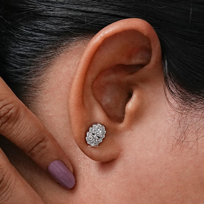 Round Lab Grown Diamond Halo Stud Earrings