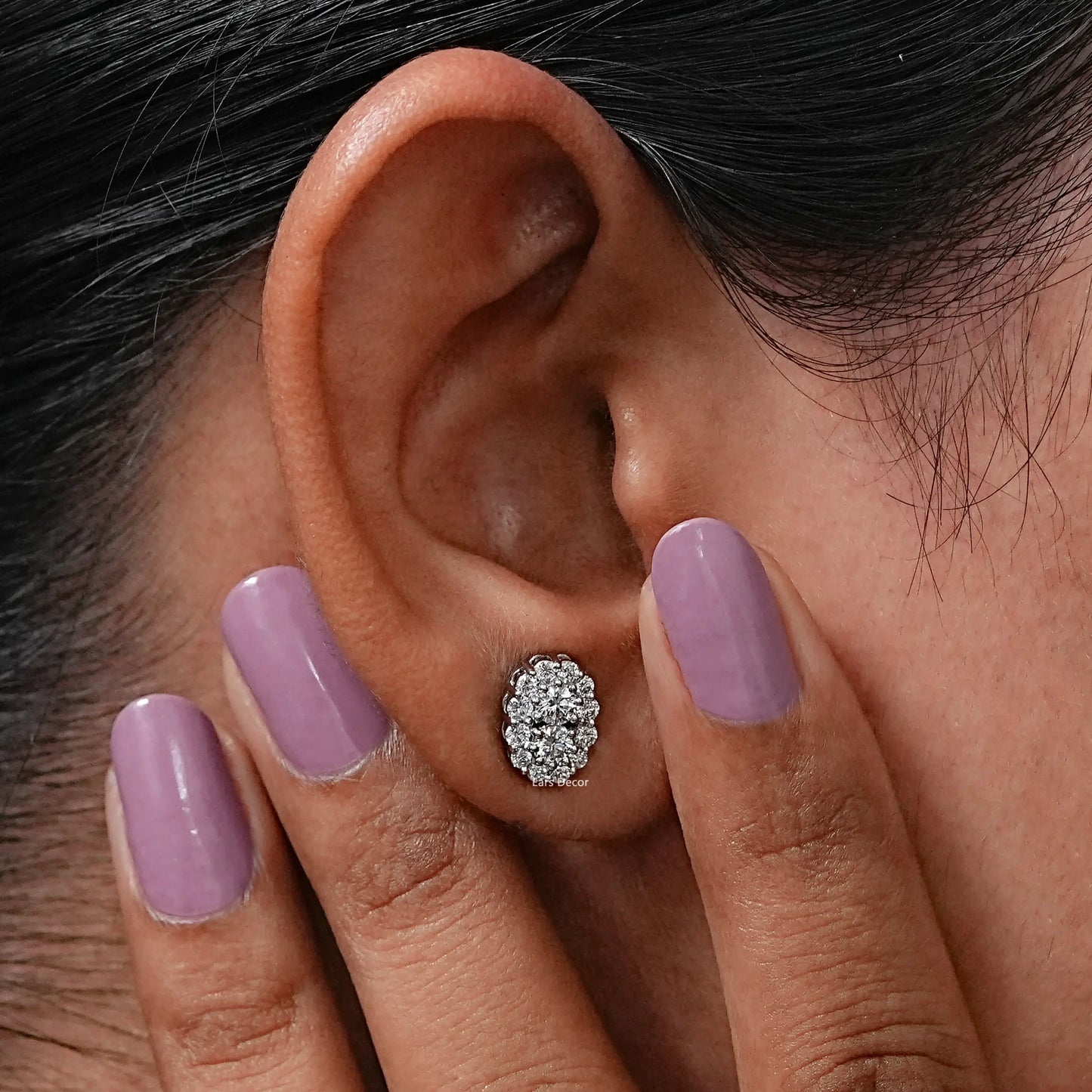 Round Lab Grown Diamond Halo Stud Earrings