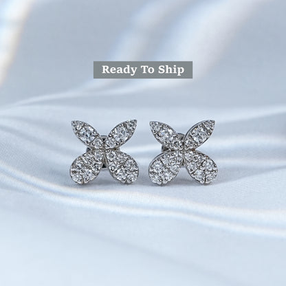 Pave Set lab Diamond Butterfly Stud Earrings