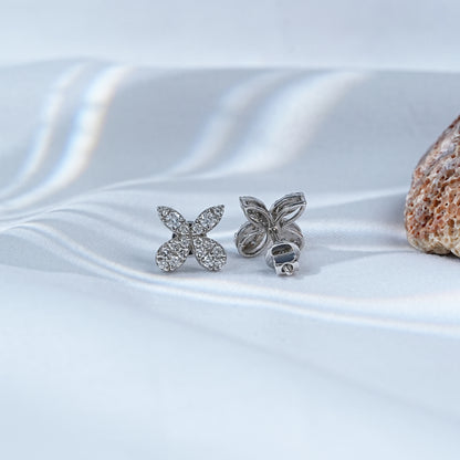 Pave Set lab Diamond Butterfly Stud Earrings