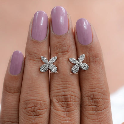 Pave Set lab Diamond Butterfly Stud Earrings