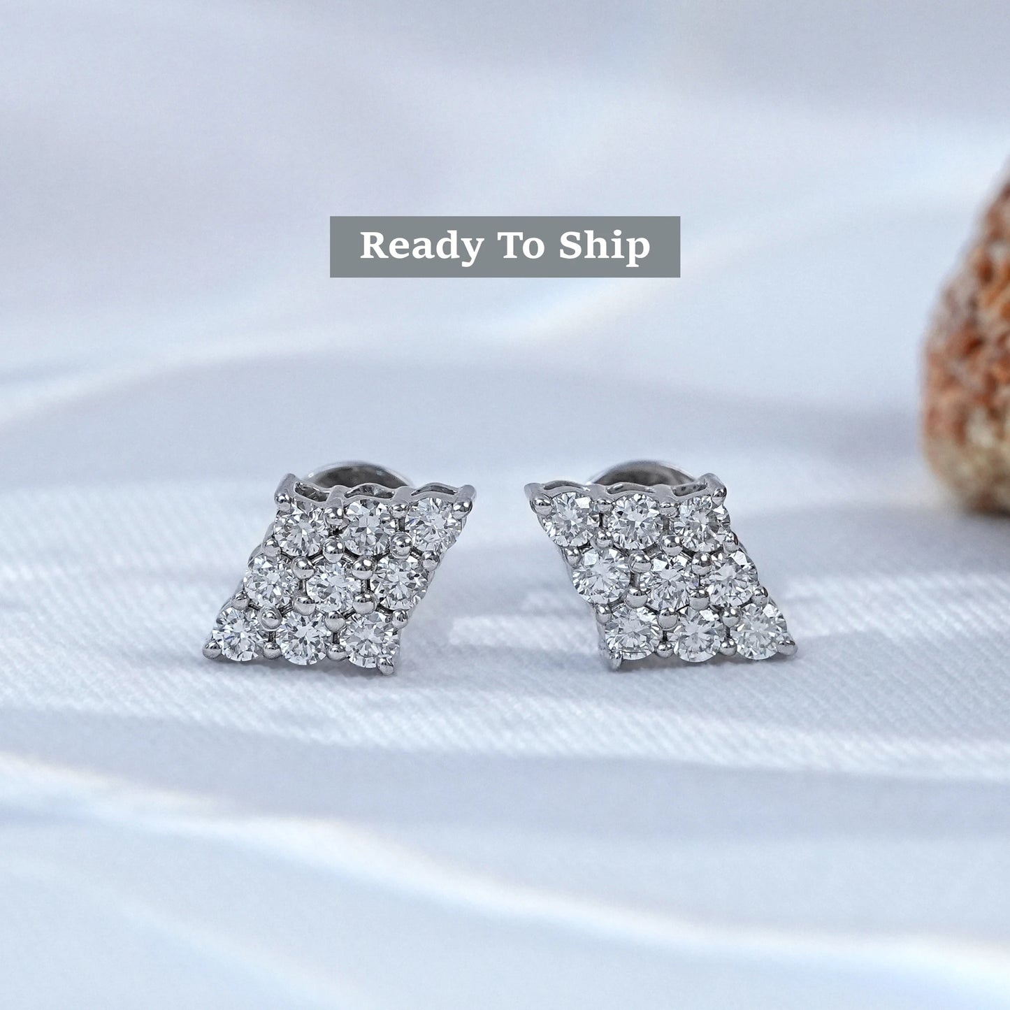 Round Lab Diamond Cluster Stud Earrings