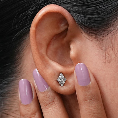 Round Lab Diamond Cluster Stud Earrings