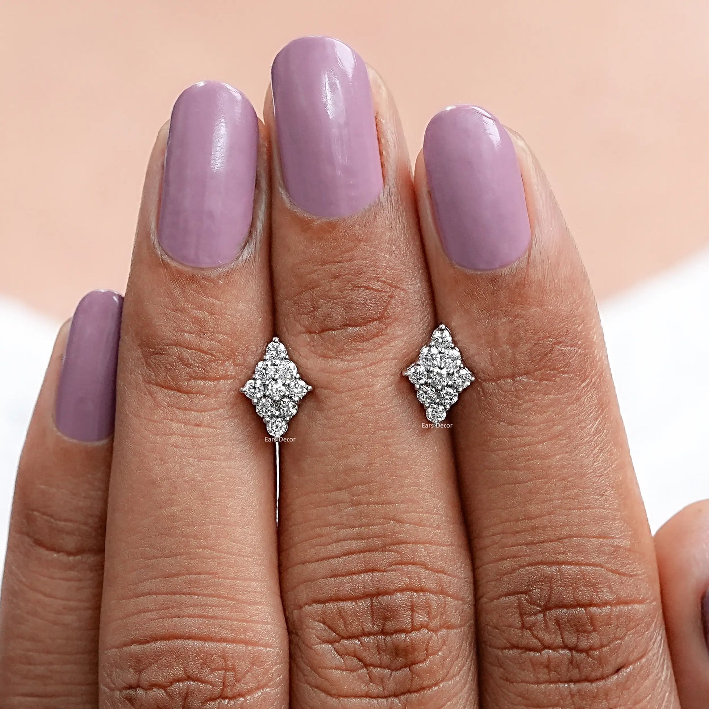 Round Lab Diamond Cluster Stud Earrings