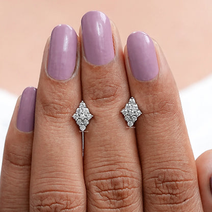 Round Lab Diamond Cluster Stud Earrings