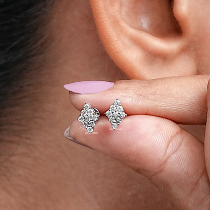 Round Lab Diamond Cluster Stud Earrings