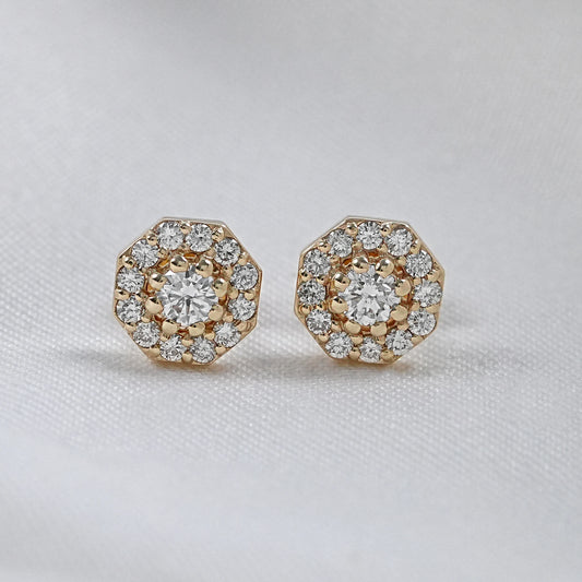Brilliant Cut Round Lab Diamond Halo Stud Earrings