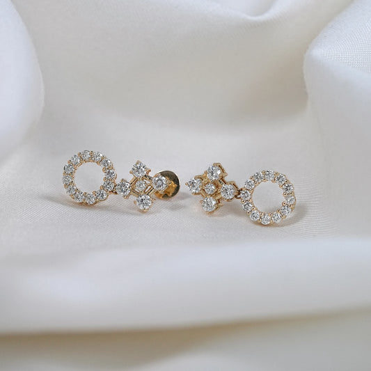 Open Circle Round Cut Lab Diamond Drop Earrings