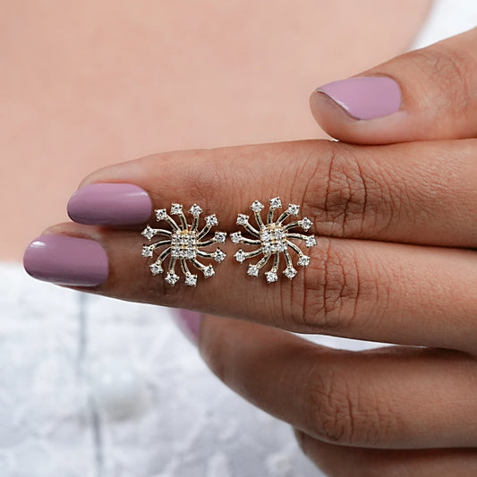 Earth - Mined Round Diamond Cluster Stud Earrings