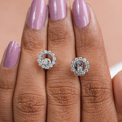 Open Circle Lab Round Diamond Stud Earrings