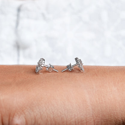 Open Circle Lab Round Diamond Stud Earrings