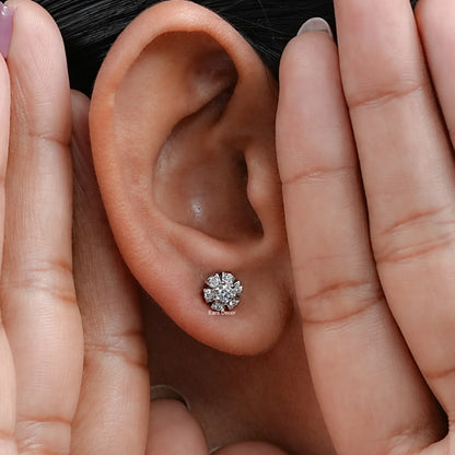 Round Lab Diamond Floral Stud Earrings