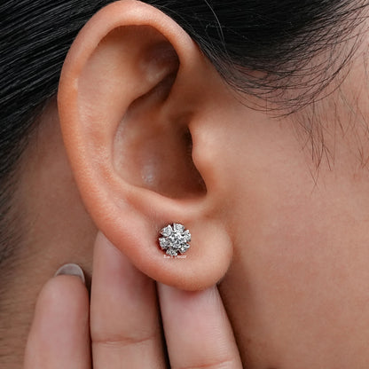 Round Lab Diamond Floral Stud Earrings