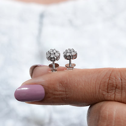 Round Lab Diamond Floral Stud Earrings