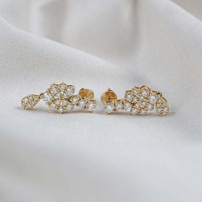 Round Cut Natural Diamond Pear Drop Earrings