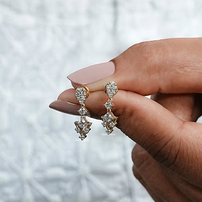 Round Lab Grown Diamond Cluster Set Drop Earrings
