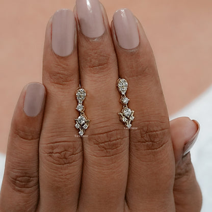 Round Lab Grown Diamond Cluster Set Drop Earrings