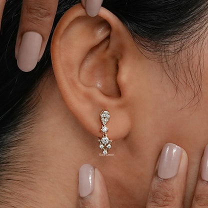 Round Lab Grown Diamond Cluster Set Drop Earrings