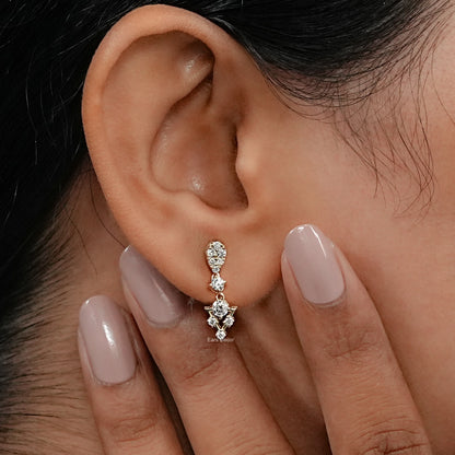 Round Lab Grown Diamond Cluster Set Drop Earrings