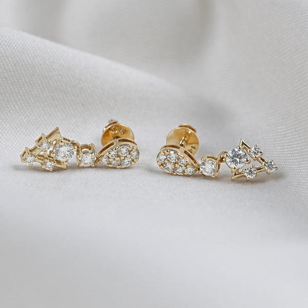 Round Cut Lab Grown Diamond Cluster Drop Earrings