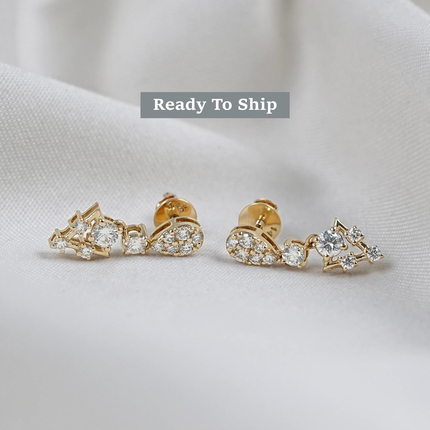 Round Lab Grown Diamond Cluster Set Drop Earrings