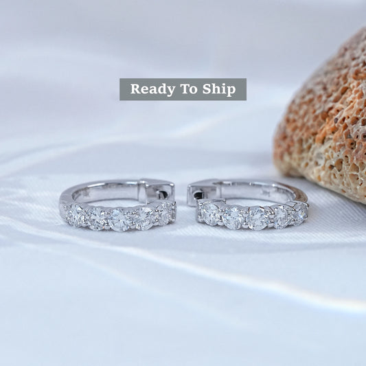 Round Cut Lab Diamond Dainty Hoop Earrings