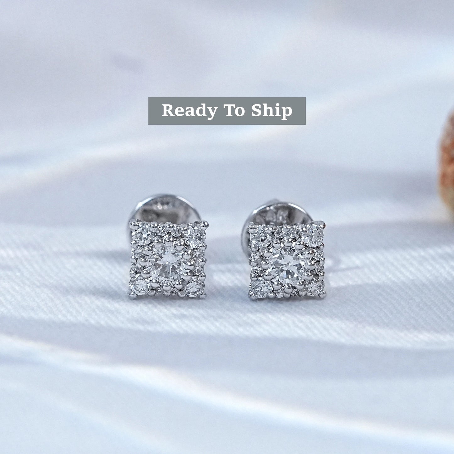 Round Lab Diamond Halo Stud Earrings