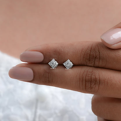 Round Lab Diamond Halo Stud Earrings