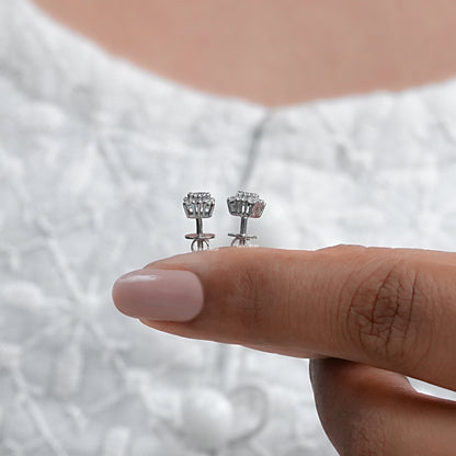 Round Lab Diamond Halo Stud Earrings