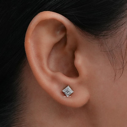 Round Lab Diamond Halo Stud Earrings