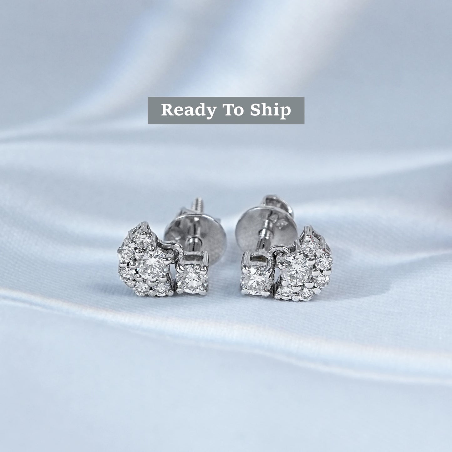 Lab Round Cluster Diamond Drop Earrings