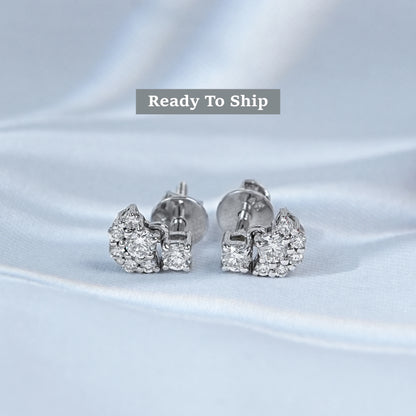 Lab Round Cluster Diamond Drop Earrings