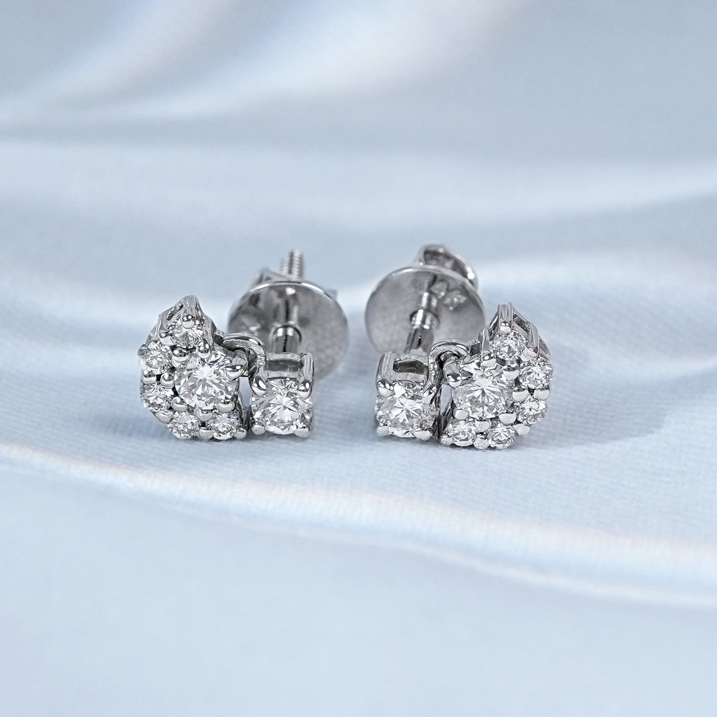 Round Natural Diamond Cluster Diamond Drop Earring