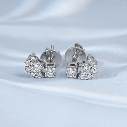 Round Natural Diamond Cluster Diamond Drop Earring