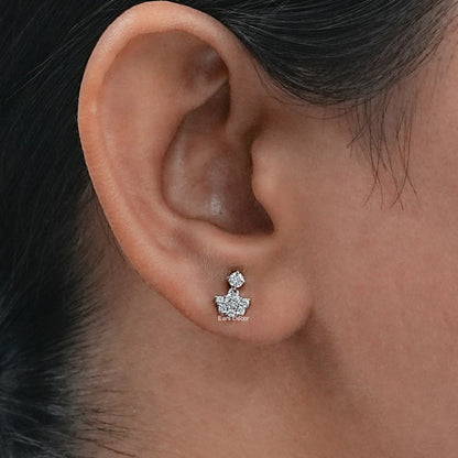 Lab Round Cluster Diamond Drop Earrings