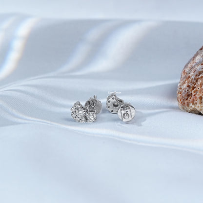 Lab Round Cluster Diamond Drop Earrings